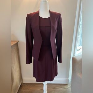 Theory Burgundy Suit Dress and Blazer